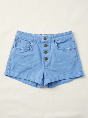 Billabong Light Blue High-Waist Button-Front Denim Shorts